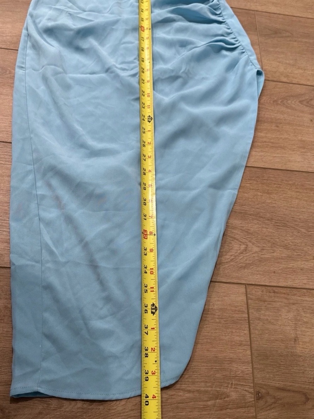 Abercrombie & Fitch Off-Shoulder Twist Midi Dress in Light Blue - Picture 8 of 8